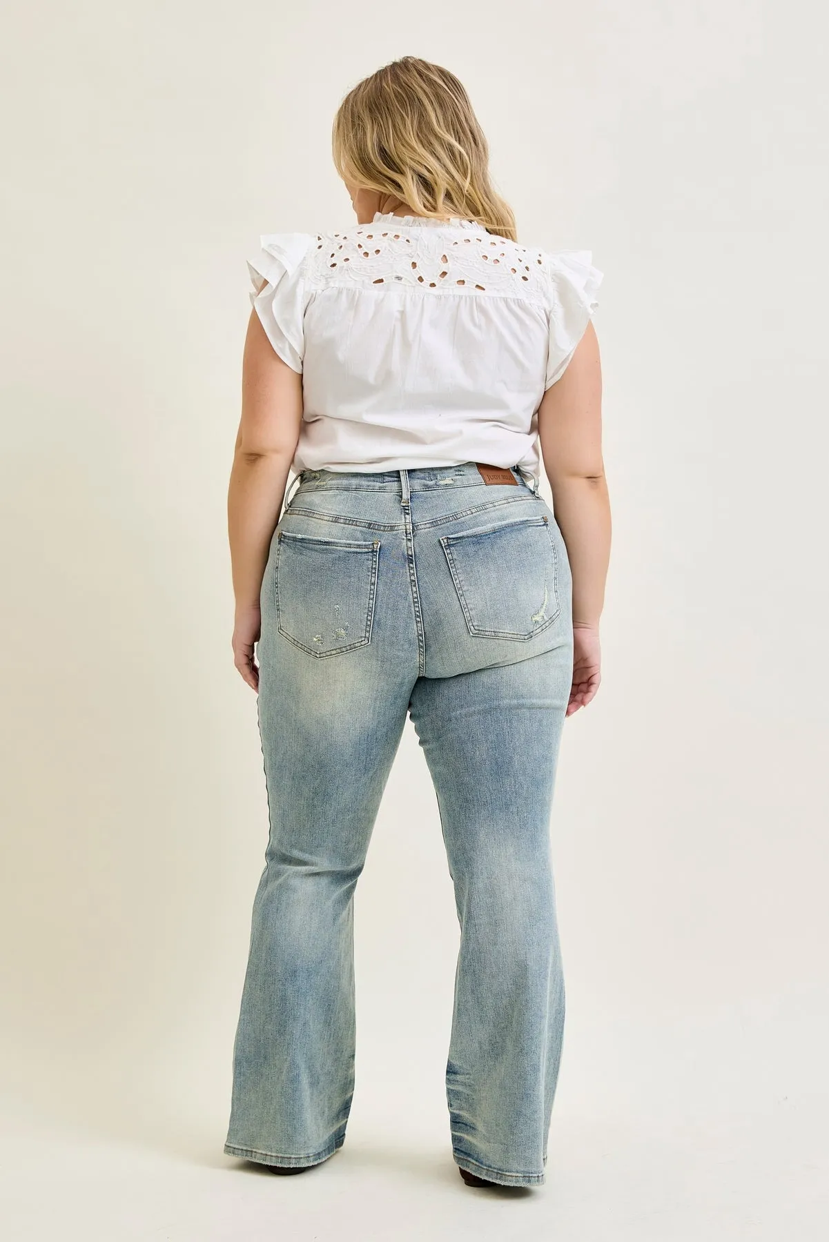 Charlotte Tinted Pin Tack Detail Flare Jeans - PLUS sold by Judy Blue product image thumbnail 4