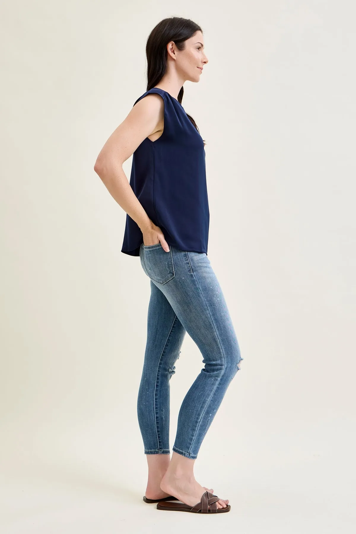 Angie Relaxed Fit Bleach Splash Cropped sold by Judy Blue product image thumbnail 2