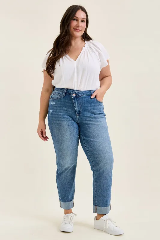 Billie Boyfriend with Crisscross Waist - PLUS made by Judy Blue