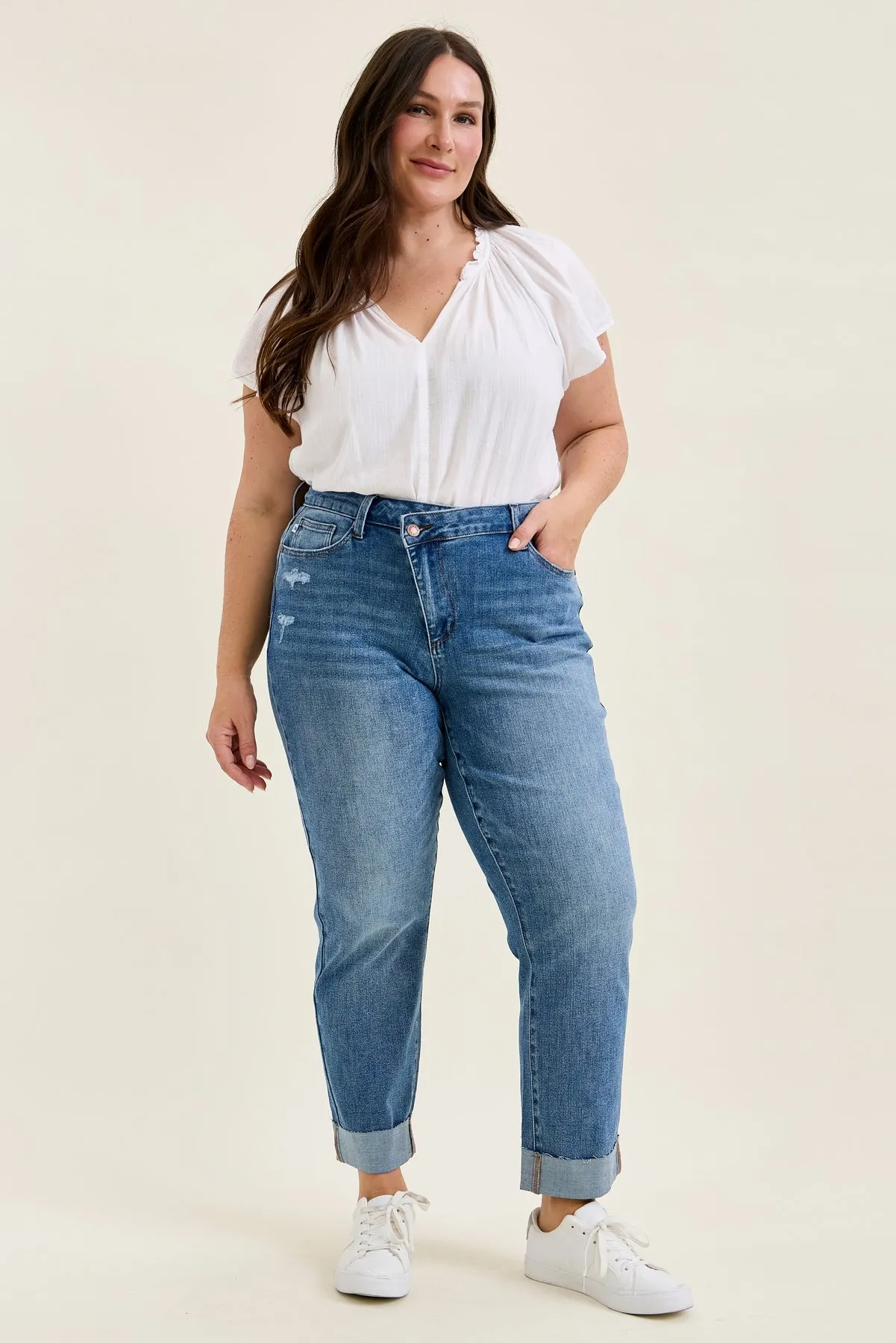 Billie Boyfriend with Crisscross Waist - PLUS sold by Judy Blue