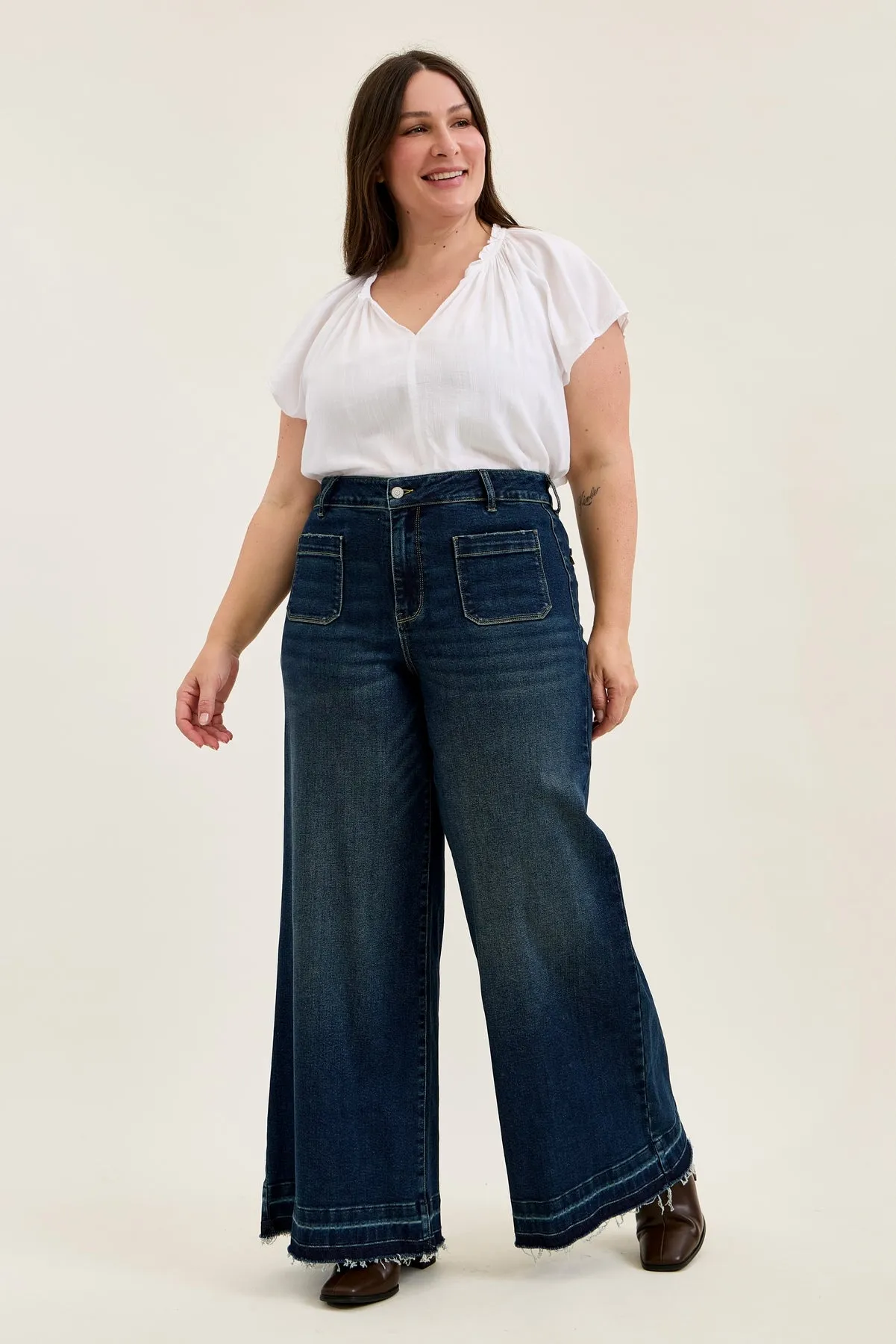 Liza Palazzo Jeans with Front Patch Pockets - PLUS sold by Judy Blue product image thumbnail 3