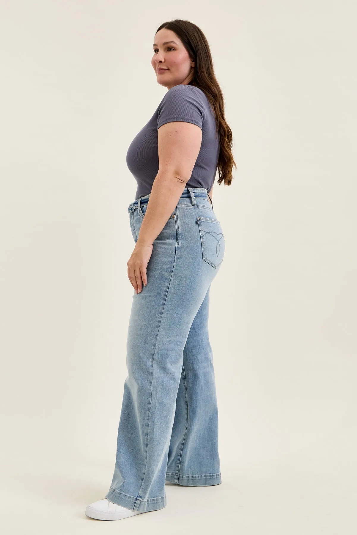 Lux Retro Wide With Fold-Over Waistband - PLUS sold by Judy Blue product image thumbnail 4