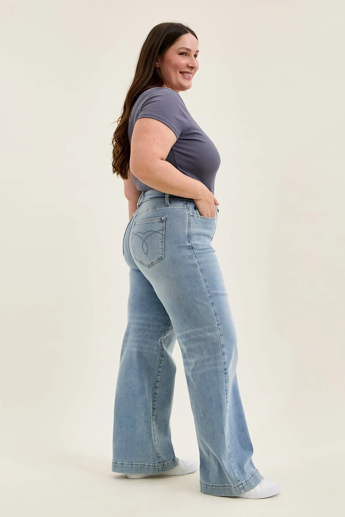 Lux Retro Wide With Fold-Over Waistband - PLUS sold by Judy Blue product image thumbnail 2