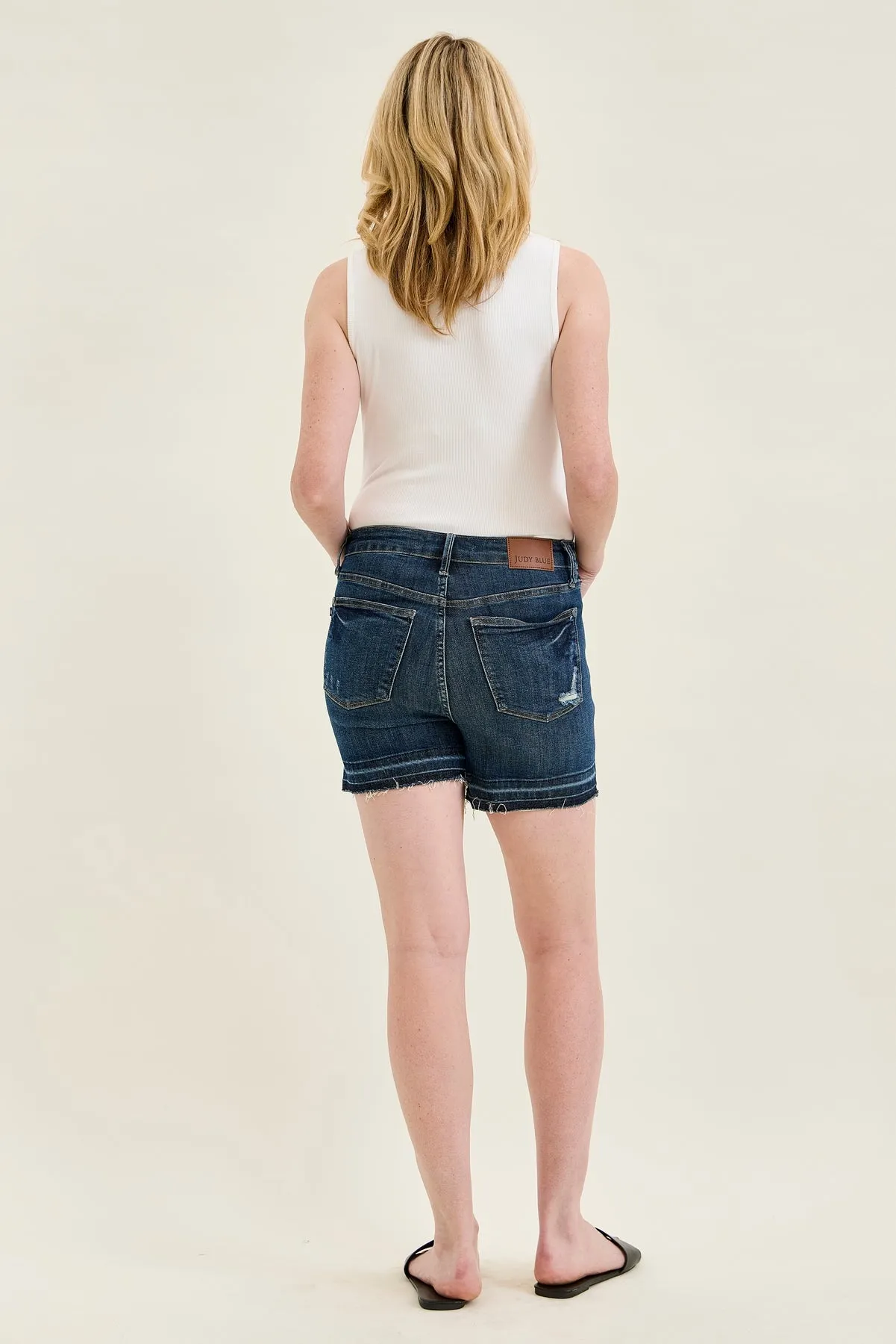 Erin Tummy Control Distressed Release Hem Shorts sold by Judy Blue product image thumbnail 3