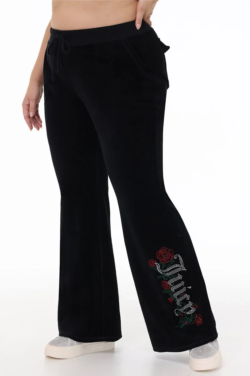 Plus-Size Juicy Roses Bling Snap Pocket Cotton Velour Pants sold by Juicy Couture