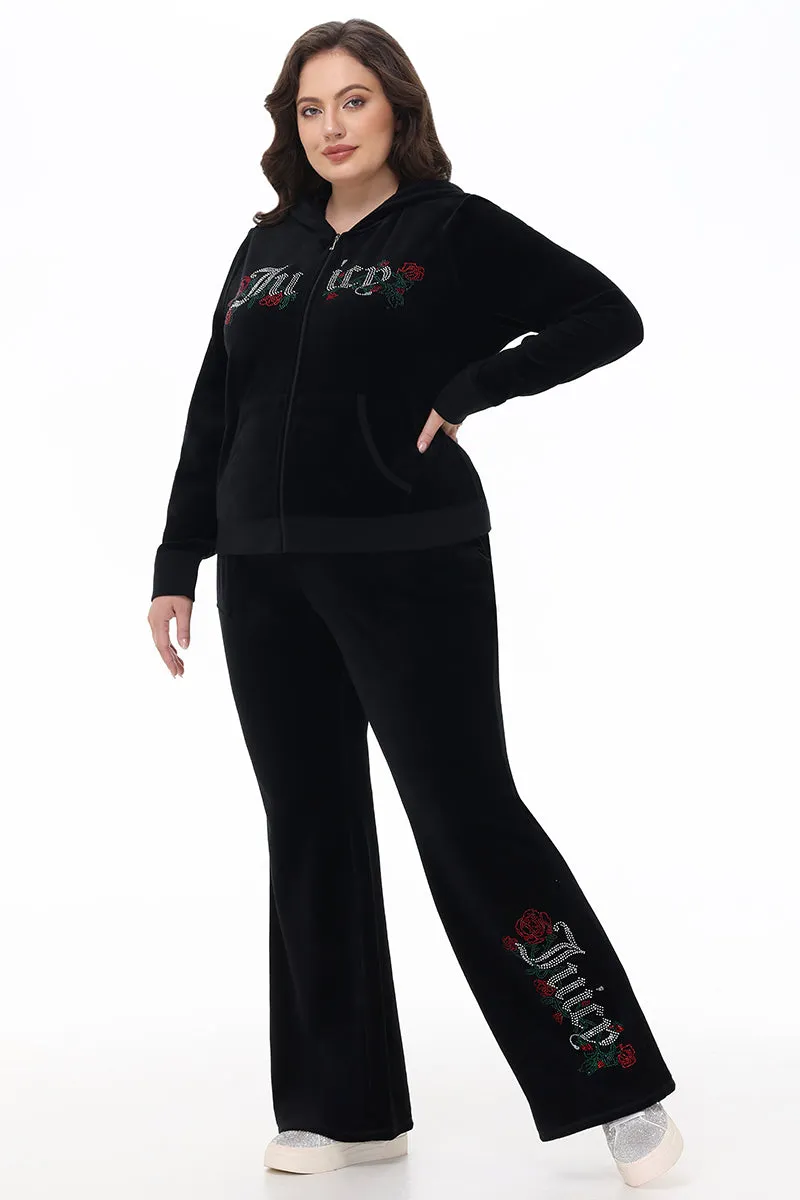 Plus-Size Juicy Roses Bling Snap Pocket Cotton Velour Pants sold by Juicy Couture product image thumbnail 5