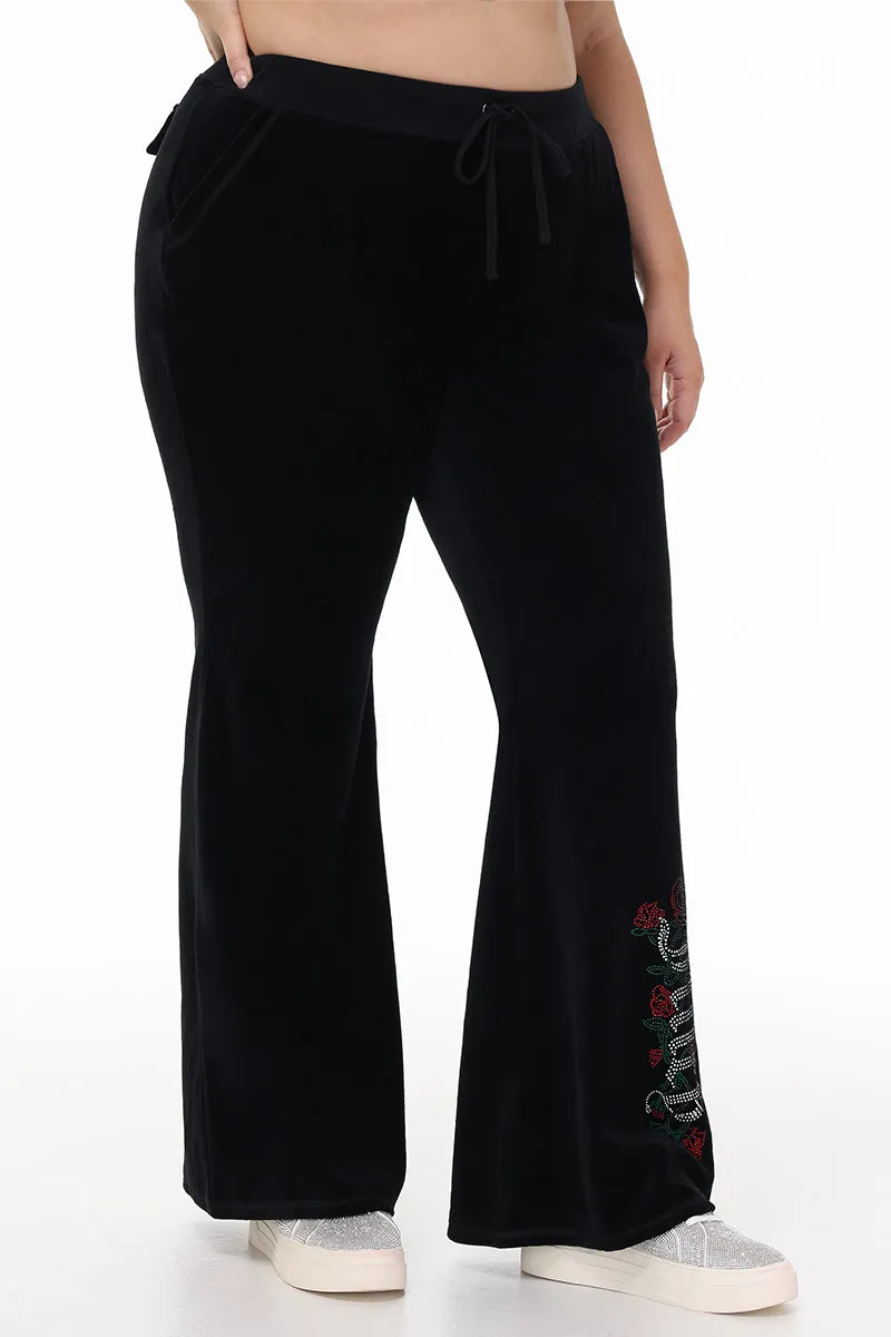 Plus-Size Juicy Roses Bling Snap Pocket Cotton Velour Pants sold by Juicy Couture product image thumbnail 3
