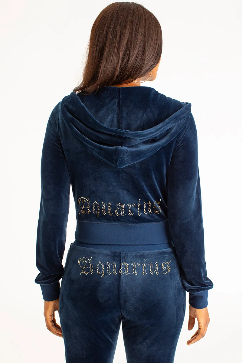 Aquarius Customizable Big Bling Velour Hoodie sold by Juicy Couture product image thumbnail 3