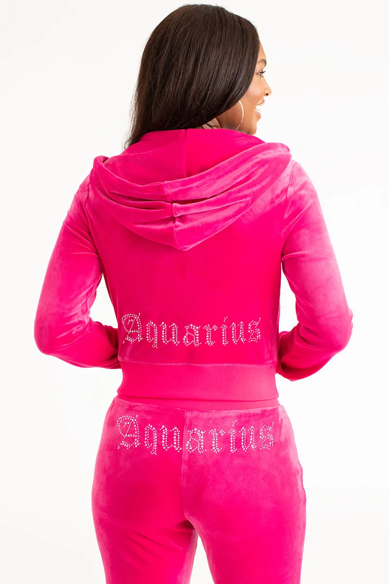 Aquarius Customizable Big Bling Velour Hoodie sold by Juicy Couture