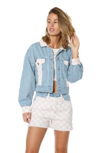 Signature Checkered Detail Trucker Jacket sold by Juicy Couture