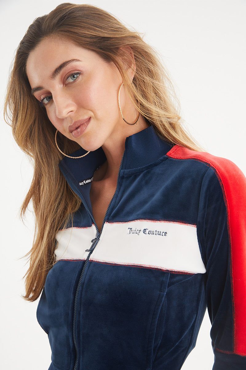 Cropped Colorblock Velour Track Jacket sold by Juicy Couture product image thumbnail 4