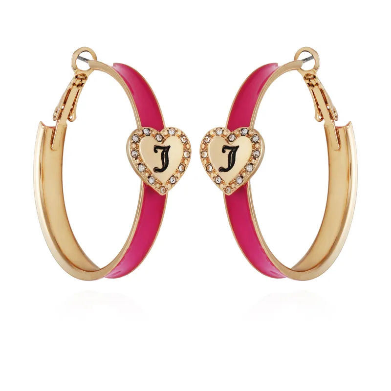 Monogram Heart Hoop Earrings sold by Juicy Couture