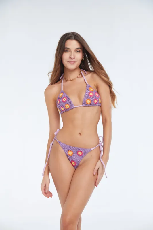 Capittana Adriana Purple Flowers Crochet Top sold by Juicy Couture