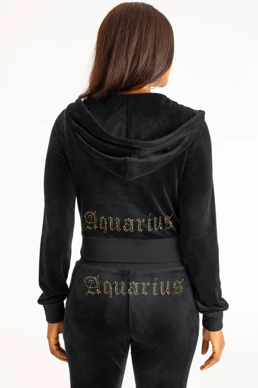 Aquarius Customizable Big Bling Velour Hoodie sold by Juicy Couture