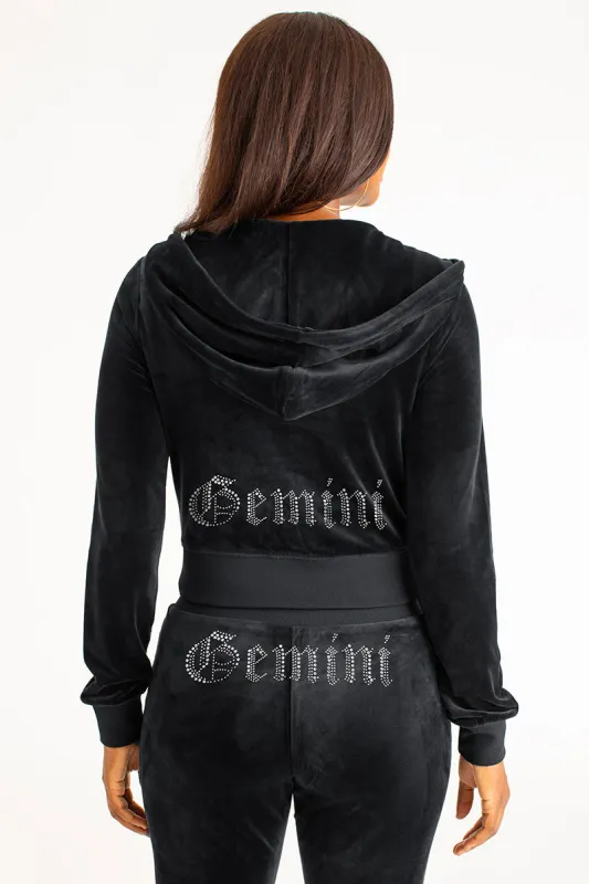 Gemini Customizable Big Bling Velour Hoodie sold by Juicy Couture