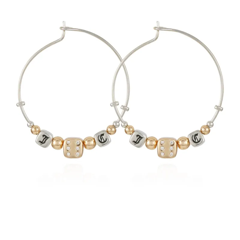 Monogram Dice Charm Hoop Earrings sold by Juicy Couture