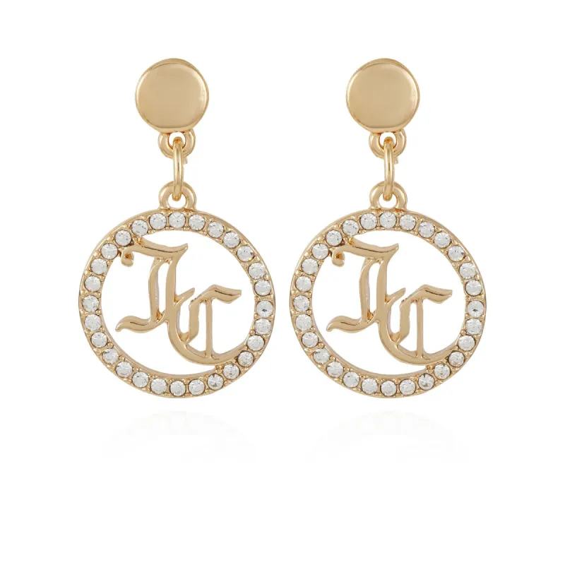Monogram Diamond Cricle Drop Earrings sold by Juicy Couture