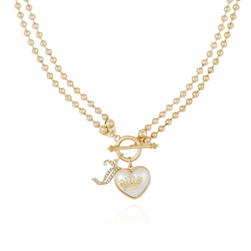 Crown in Heart Pendant Charm Bead Necklace sold by Juicy Couture