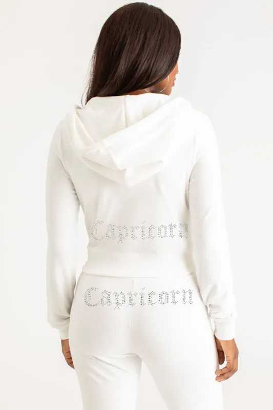 Capricorn Customizable Big Bling Velour Hoodie sold by Juicy Couture