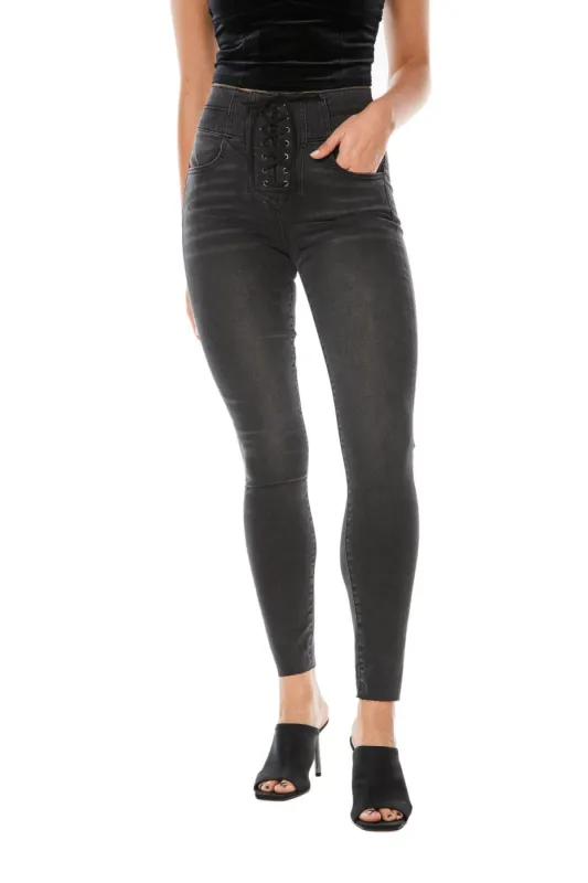 Melrose High Rise Lace Up Skinny Jeans sold by Juicy Couture