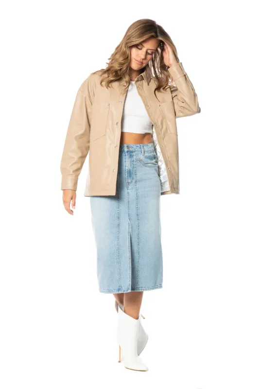 Oversized Faux Leather Shacket sold by Juicy Couture
