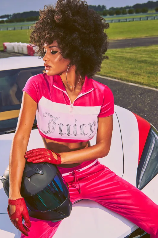 Colorblock Bling Half-Zip Velour Top sold by Juicy Couture