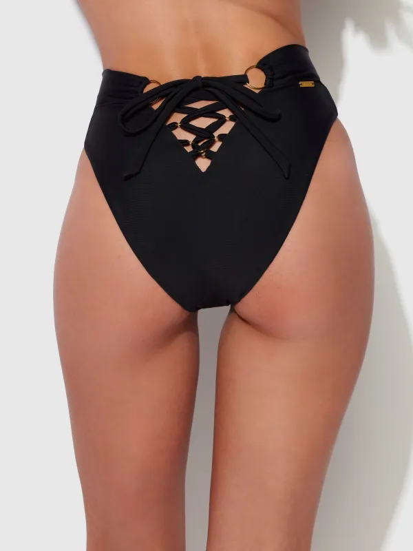 Frederick's Of Hollywood Rising Star High-Waisted Lace-Up Swim Bottom sold by Juicy Couture