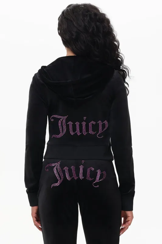 Technicolor Customizable Big Bling Velour Hoodie sold by Juicy Couture