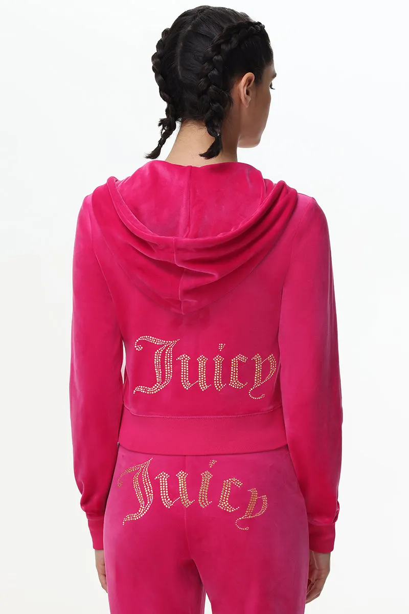Technicolor Customizable Big Bling Velour Hoodie sold by Juicy Couture