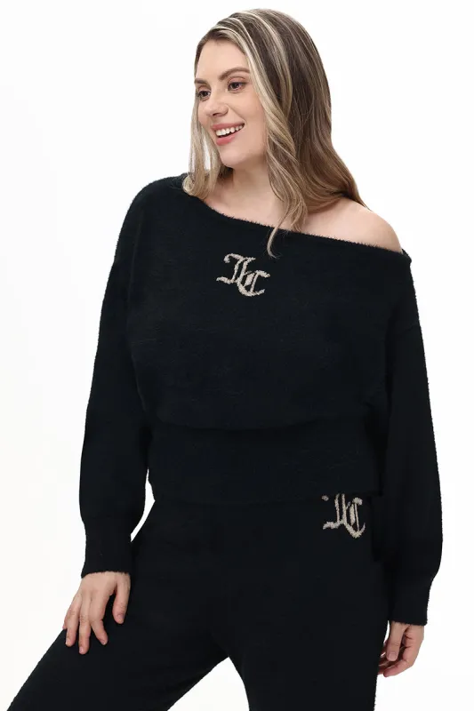 Plus-Size Off The Shoulder Eyelash Pullover sold by Juicy Couture