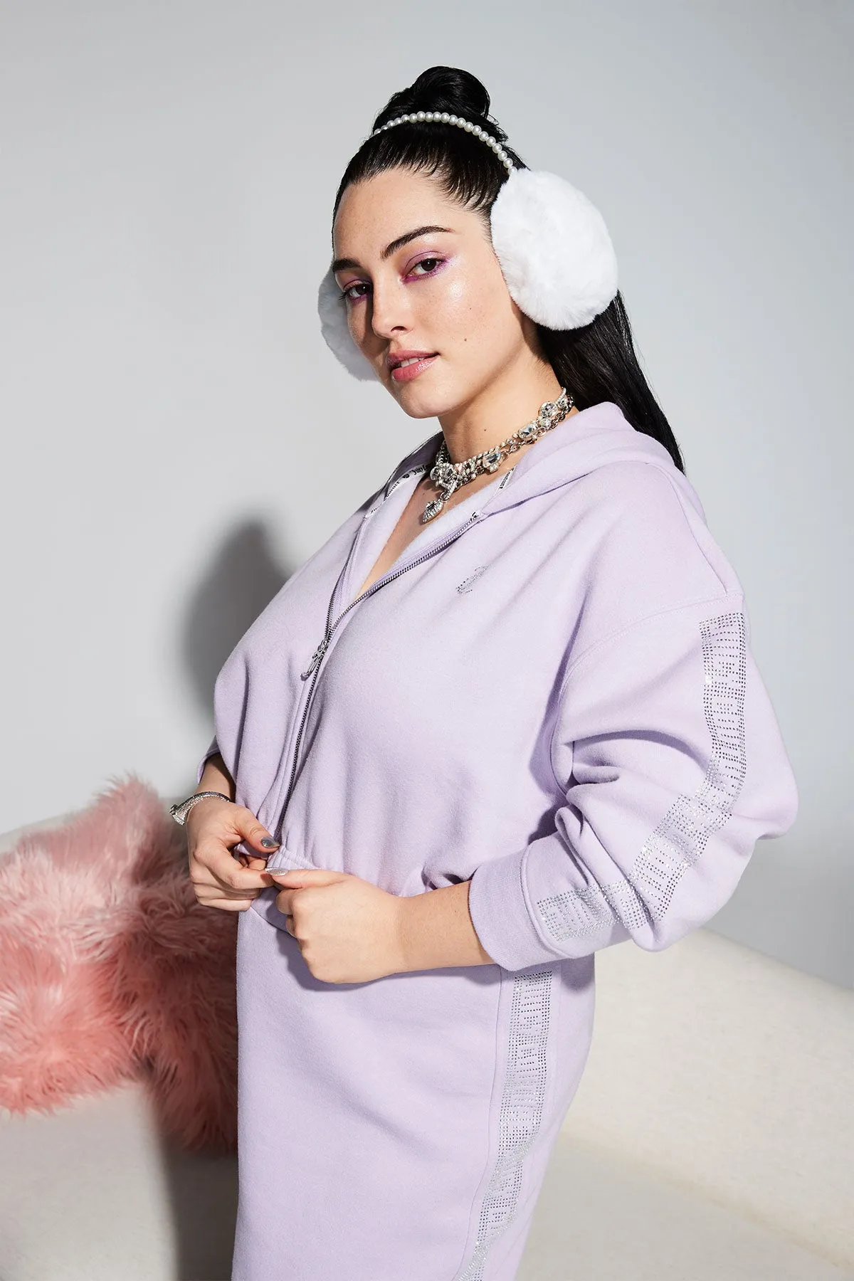 Cropped Fleece Hoodie With Side Bling sold by Juicy Couture