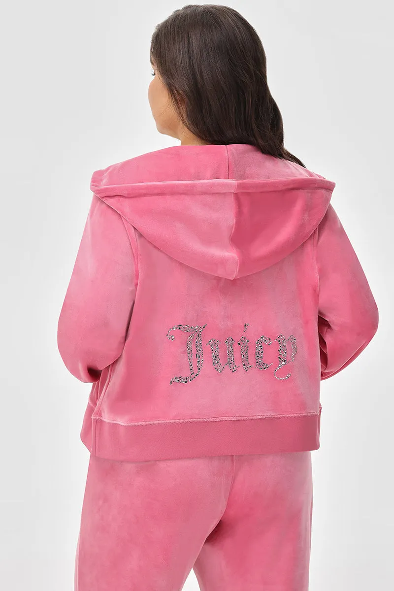 Plus-Size Mixed Crystals Velour Hoodie sold by Juicy Couture
