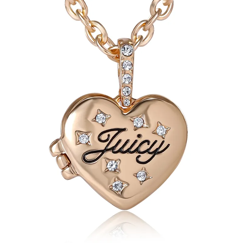 Crystal Heart Locket Pendant Necklace sold by Juicy Couture