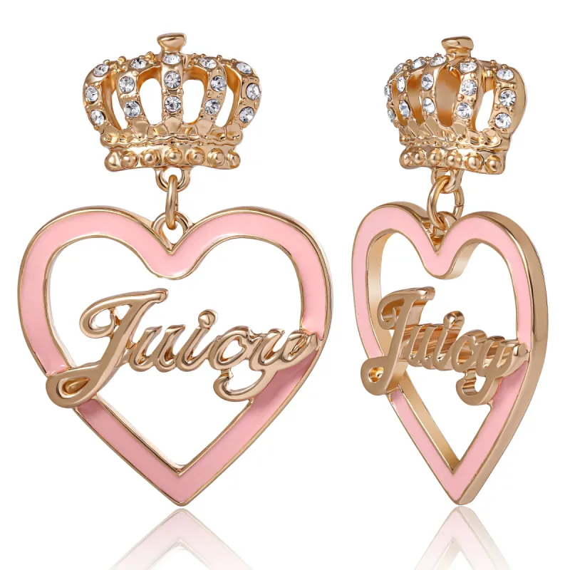 Crown & Pink Heart Drop Earrings sold by Juicy Couture