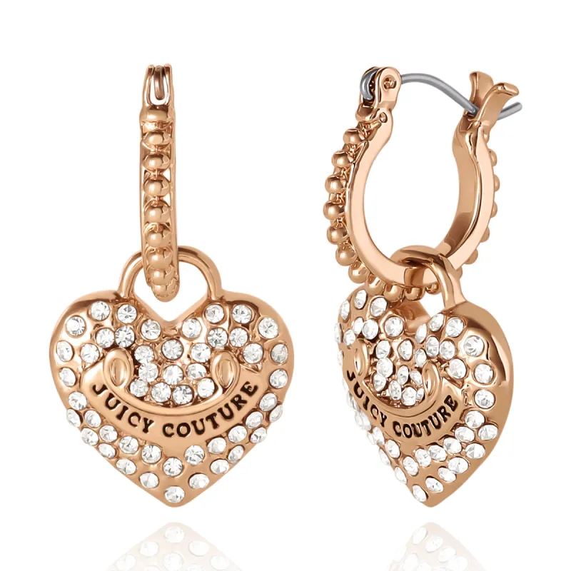 Heart Charm Hoop Earrings with Crystal Accents sold by Juicy Couture