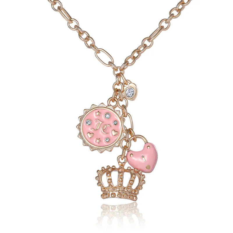 Layered Charm Necklace with Pink Enamel Accents sold by Juicy Couture