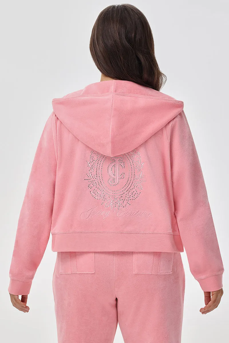 Plus-Size Crown Heritage Cotton Velour Hoodie sold by Juicy Couture