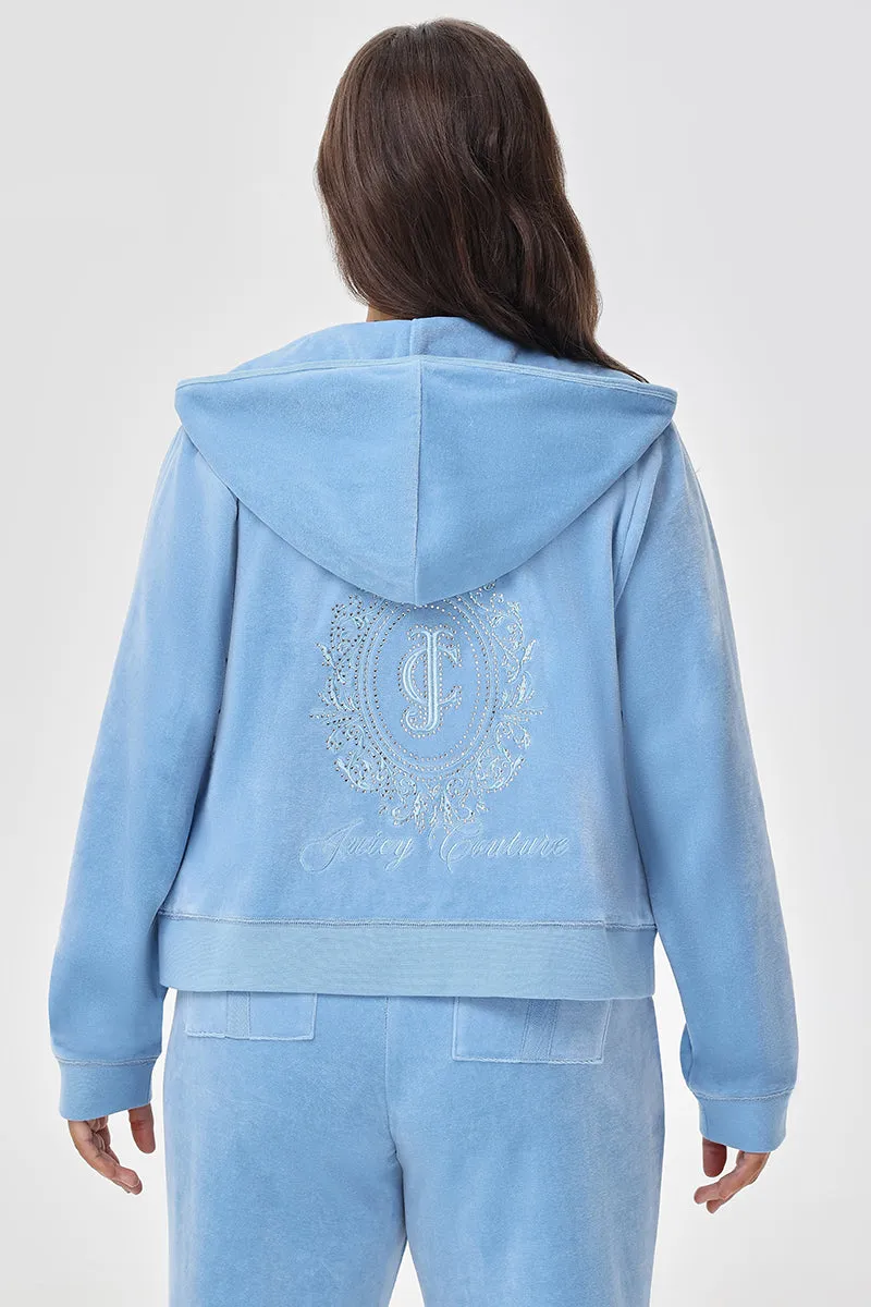 Plus-Size Crown Heritage Cotton Velour Hoodie sold by Juicy Couture