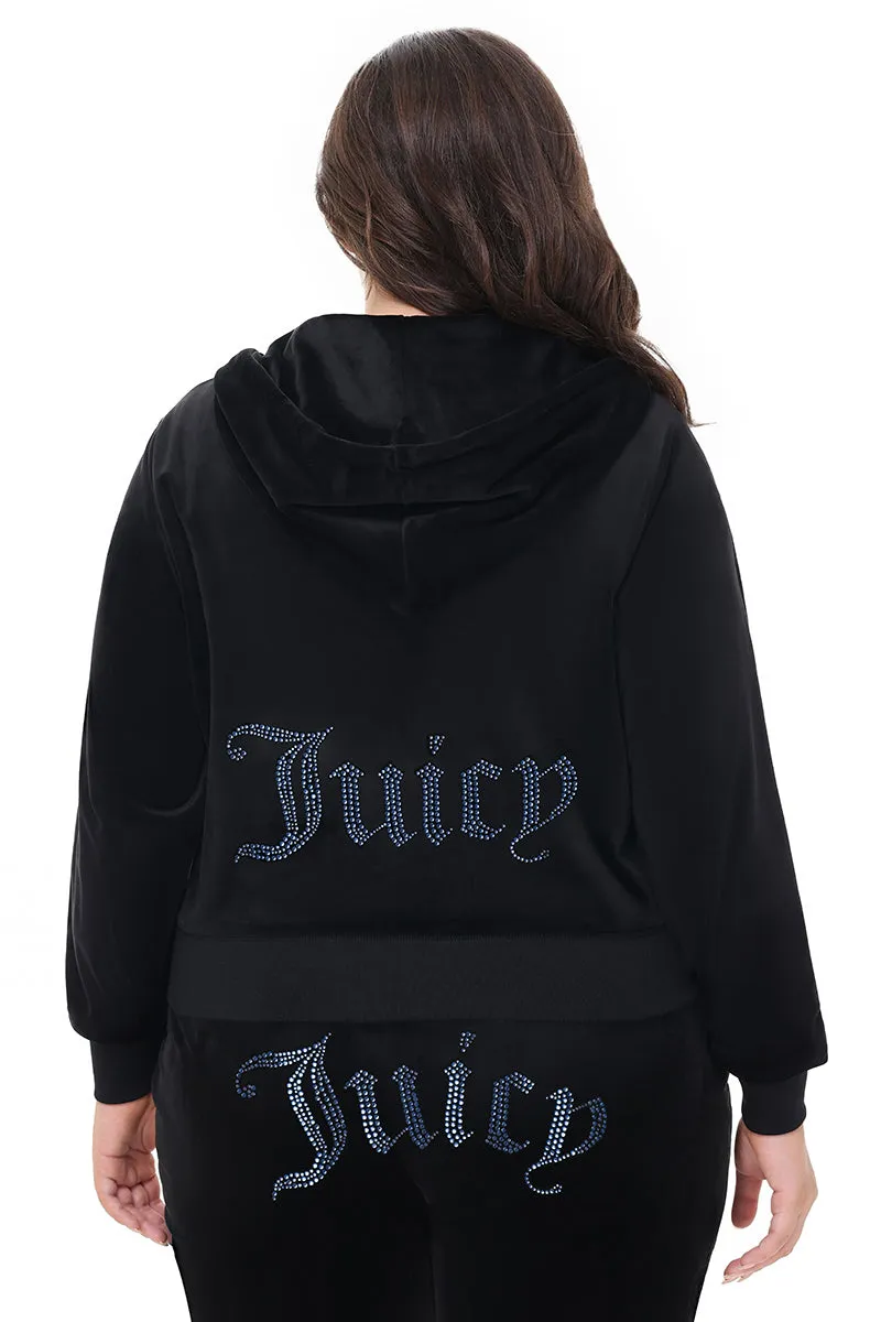 Plus-Size Technicolor Customizable Big Bling Velour Hoodie sold by Juicy Couture product image thumbnail 5
