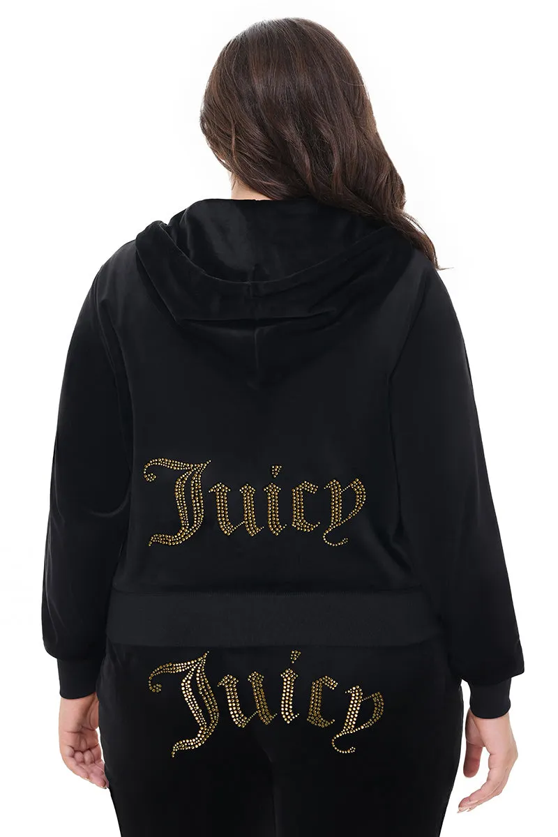 Plus-Size Technicolor Customizable Big Bling Velour Hoodie sold by Juicy Couture product image thumbnail 3