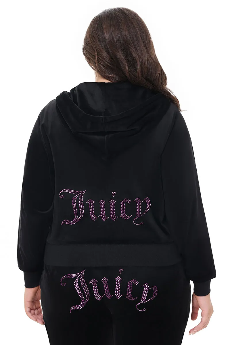 Plus-Size Technicolor Customizable Big Bling Velour Hoodie sold by Juicy Couture