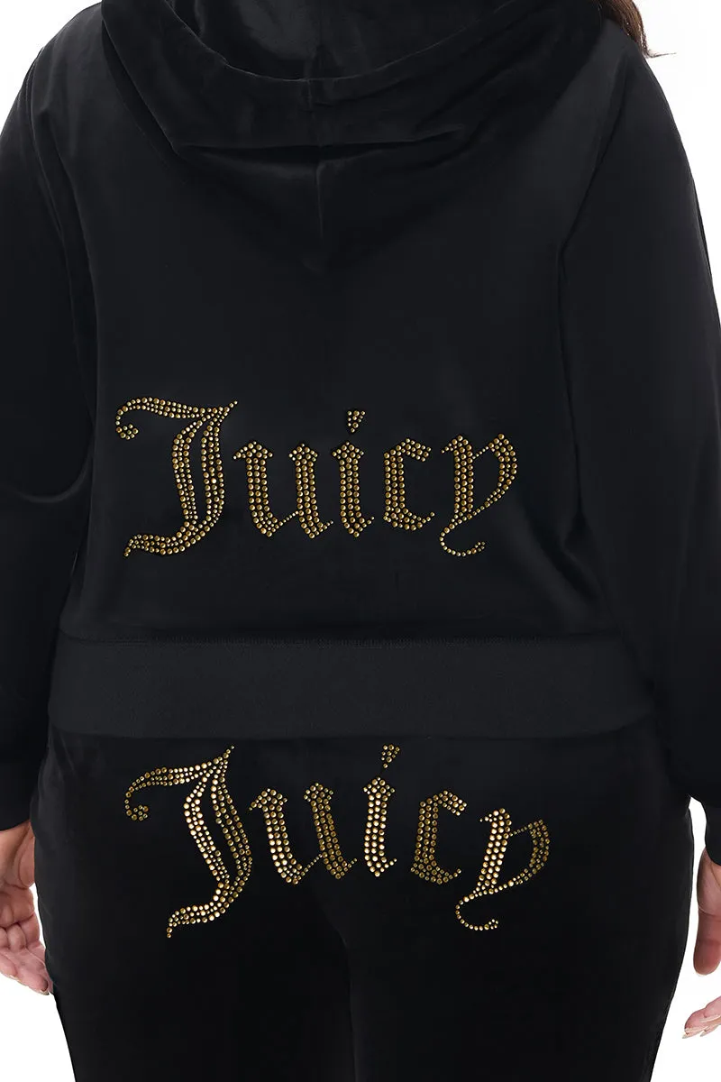 Plus-Size Technicolor Customizable Big Bling Velour Hoodie sold by Juicy Couture product image thumbnail 4