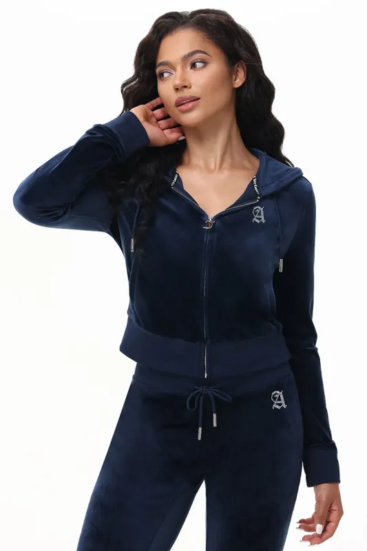 Custom Initial OG Big Bling Velour Hoodie sold by Juicy Couture