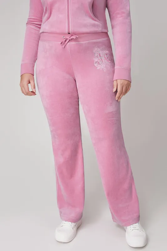 Plus-Size Monogram Heritage Cotton Velour Track Pants sold by Juicy Couture