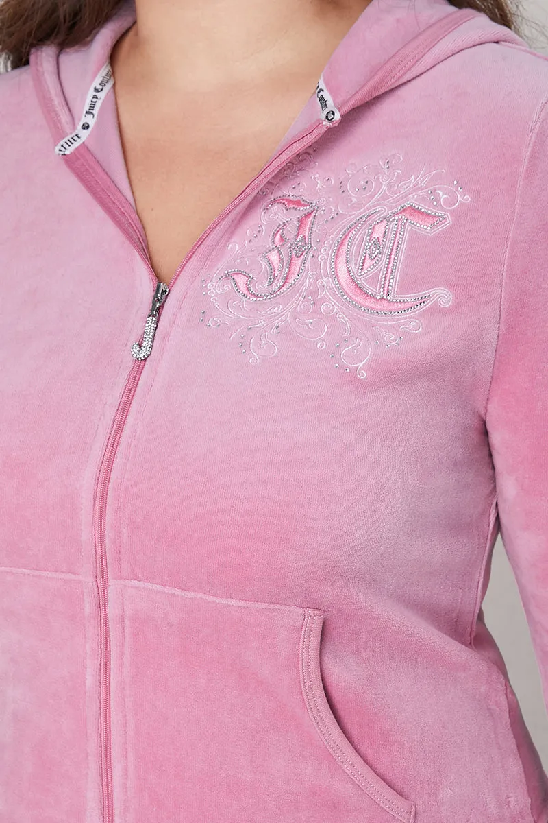 Plus-Size Monogram Heritage Cotton Velour Hoodie sold by Juicy Couture product image thumbnail 3
