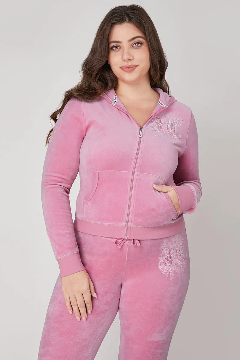 Plus-Size Monogram Heritage Cotton Velour Hoodie sold by Juicy Couture product image thumbnail 2