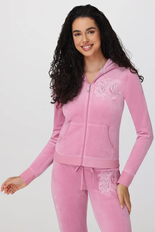 Monogram Heritage Cotton Velour Hoodie sold by Juicy Couture
