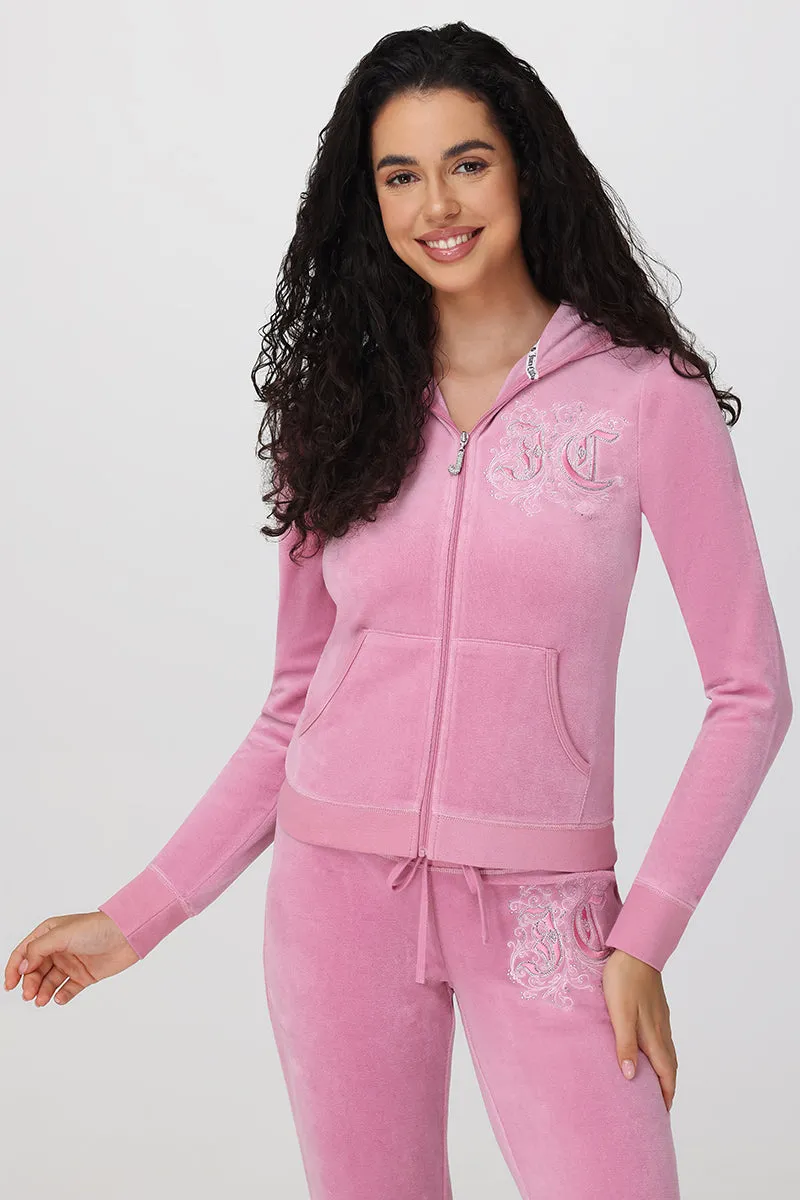 Monogram Heritage Cotton Velour Hoodie sold by Juicy Couture