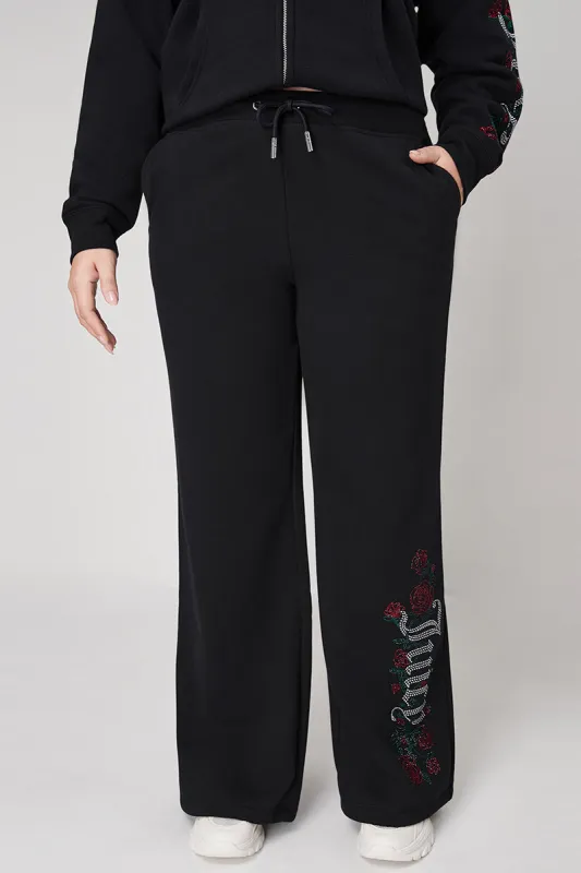 Plus-Size Roses Wide Leg Track Pants sold by Juicy Couture
