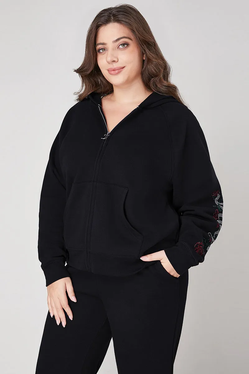 Plus-Size Roses Oversized Zip Front Hoodie sold by Juicy Couture product image thumbnail 4